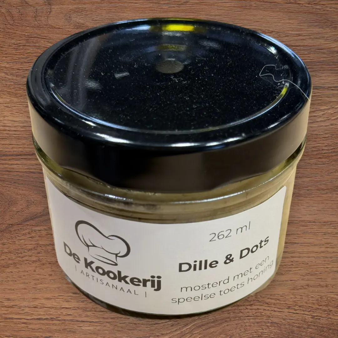 Dille & Dots – Honing-dille mosterd, zacht en kruidig, perfect als cadeautip