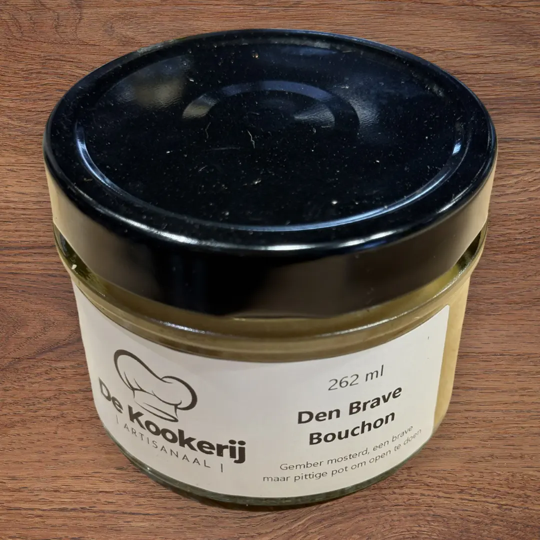 Den Brave Bouchon – Gembermosterd met pit, ambachtelijk gemaakt in kleine batches